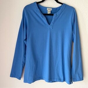 L.L. Bean 100% Peruvian Cotton Staple Basic V-Neck Long Sleeve Top Shirt Comfy